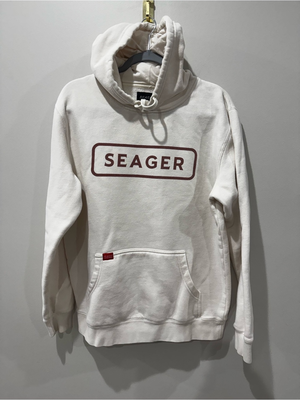 Seager Sz Medium Cream Rec Hoodie Logo Western